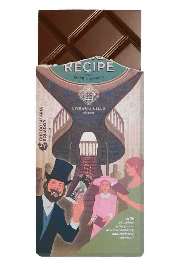 Chocolataria Equador Mliečna čokoláda s explozívnym karamelom a lyofilizovanými jahodami